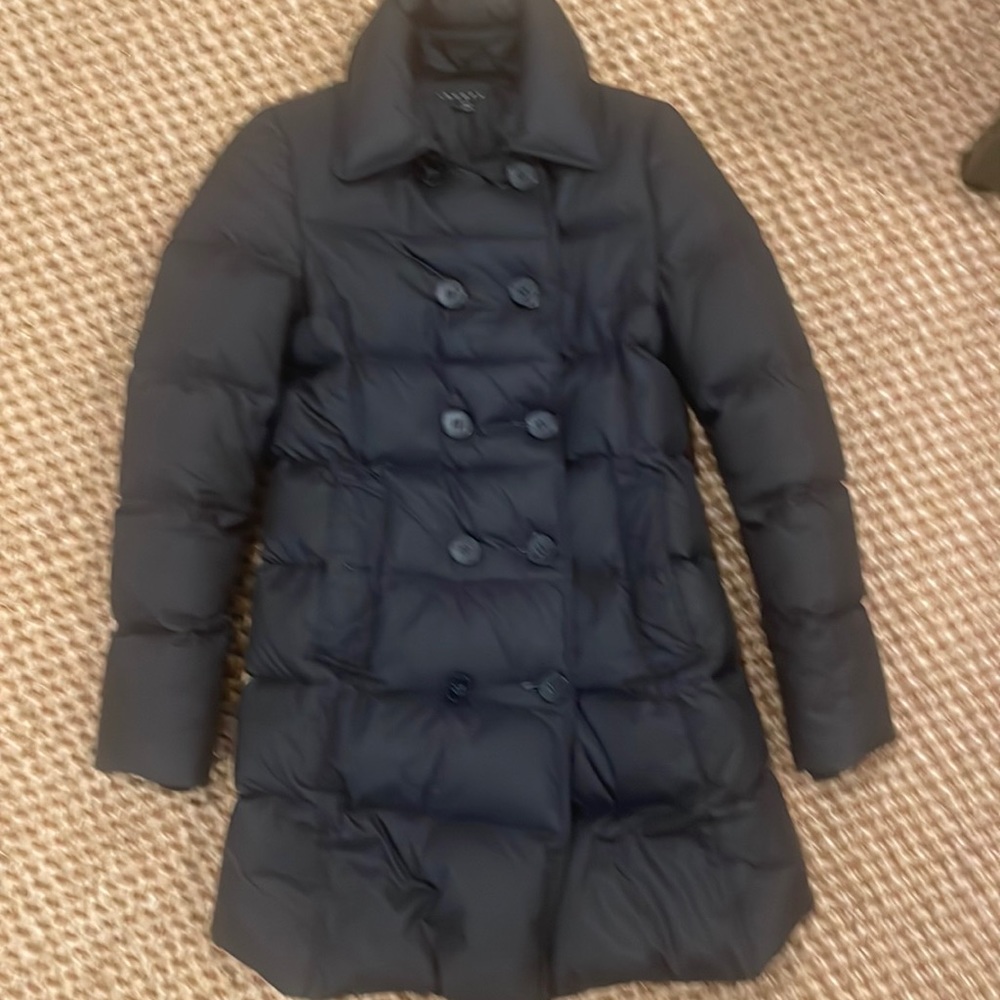 Theory double breasted black down coat. Size S